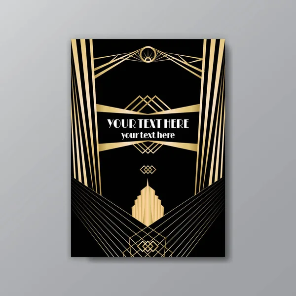 Art Deco elegante goldene schwarze Seitenvorlage, Retro-Stil für Web — Stockvektor