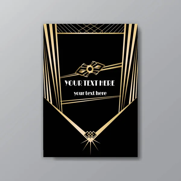 Art Deco elegantní zlatá černá strana šablony, retro styl pro web — Stockový vektor