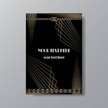 Art Deco zarif sayfa şablonu, retro tarzı, yıldızlar ve ışık