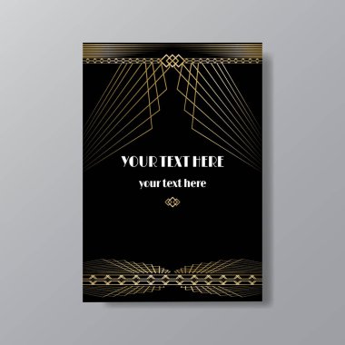 Art Deco zarif sayfa şablonu, retro tarzı, yıldızlar ve ışık