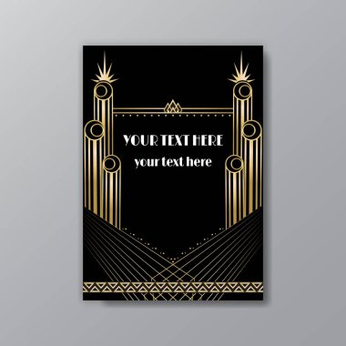 Art deco Greece sütunları sayfa a4 şablonu