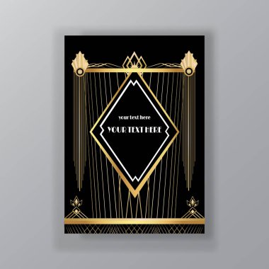 Art Deco sayfa şablonu, ağ için retro biçimi ve zarif yazdır 