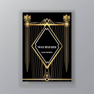 Art Deco sayfa şablonu, ağ için retro biçimi ve zarif yazdır 