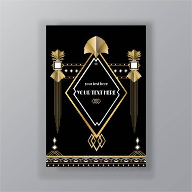 Art Deco sayfa şablonu, ağ için retro biçimi ve zarif yazdır 