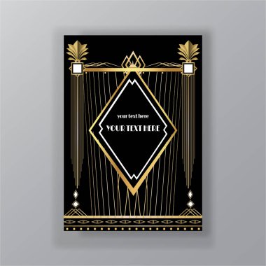 Art Deco sayfa şablonu, ağ için retro biçimi ve zarif yazdır 