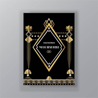Art Deco sayfa şablonu, ağ için retro biçimi ve zarif yazdır 