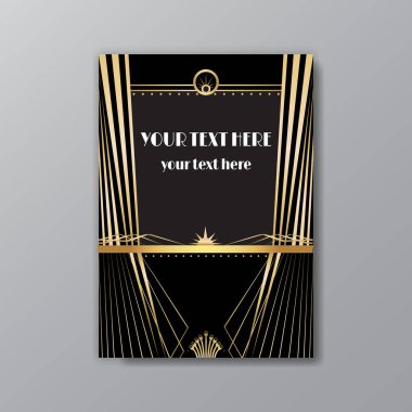 Art Deco zarif sayfa şablonu, ağ ve yazdırma için Gatsby biçimi, 