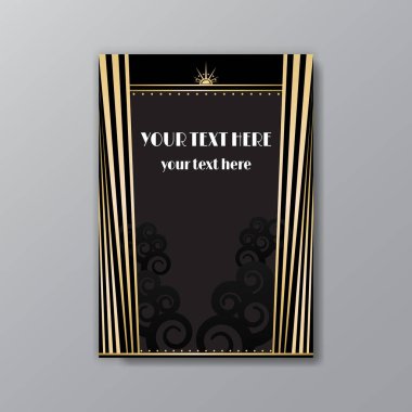 Art Deco zarif sayfa şablonu, ağ ve yazdırma için Gatsby biçimi, 