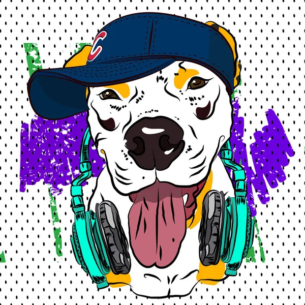 Cooler Druck Für Shirt Bulldogge Form Eines Rappers Vektor — kostenloses Stockfoto