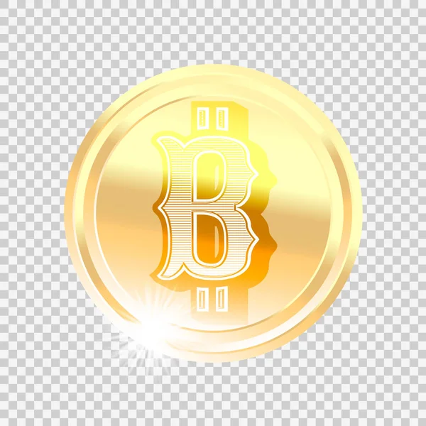 Gold Coin Bitcoin Vintage Style Transparent Background Vector — Stock Vector