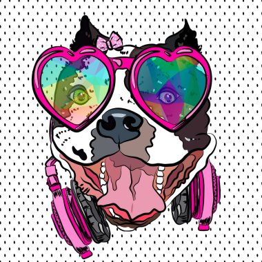 T-shirt üzerinde göz alıcı bulldog kız. Vektör.