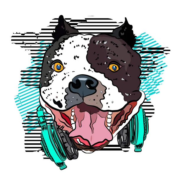 Bulldog Miłośnik Muzyki Szkicu Nadruk Koszulce Wektor Ilustracja Eps — Darmowe zdjęcie stockowe