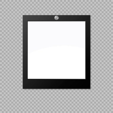 Kare fotoğraf çerçevesi. Siyah düz kenarlığa şablonu. Vektör çizim Eps 10.