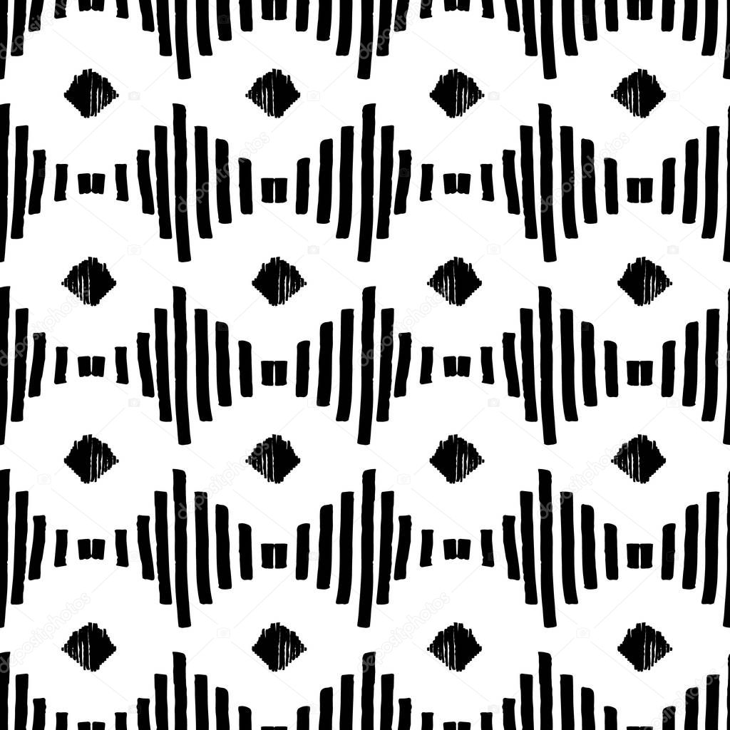 Original tribal seamless pattern. Black and white ornament. Vector illustration eps 10.