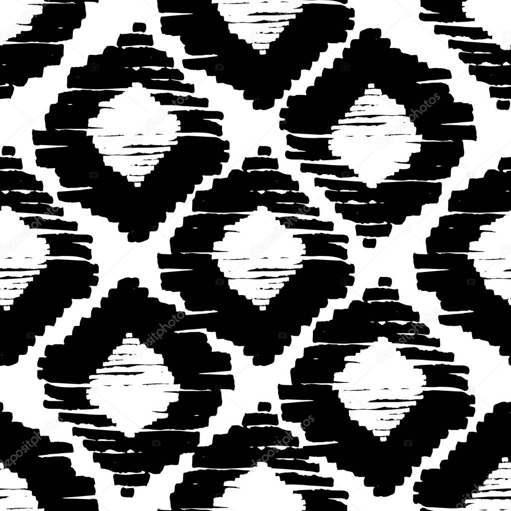 Original tribal seamless pattern. African repeat ornament. Black and white stripe cover. Vector illustration eps 10.