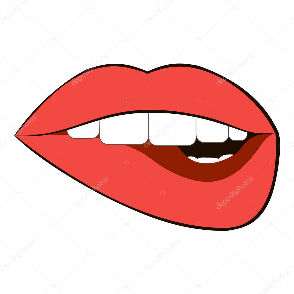 Vector lips, half-open mouth.