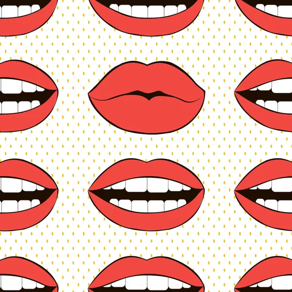 Seamless Love Vector Pattern Fashion Background Red Lips — Free Stock Photo
