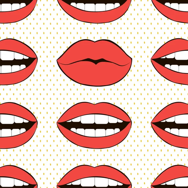 Patrón Vector Amor Inconsútil Fondo Moda Los Labios Rojos — Foto de stock gratuita