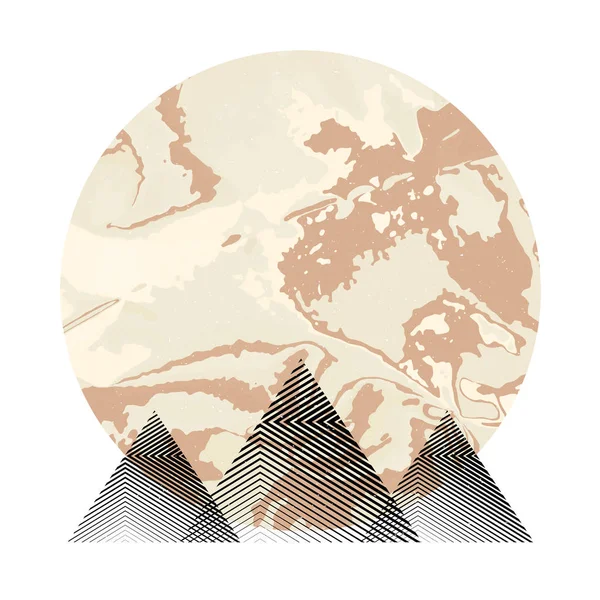 Composición Conceptual Imagen Futurista Vector Mínimo Impresión Montaña — Vector de stock