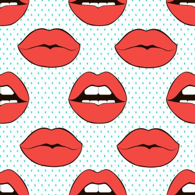 Dikişsiz desen dudaklar. Seksi glamour vektör arka plan.