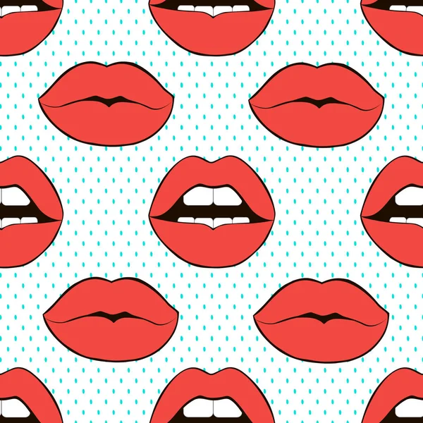 Seamless Pattern Lips Sexy Glamour Vector Background — Stock Vector