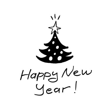 Keçeli kalemle yeni yıl illüstrasyonları. Mutlu yıllar! Mektup, eskiz ve çocuklar çiziyor.