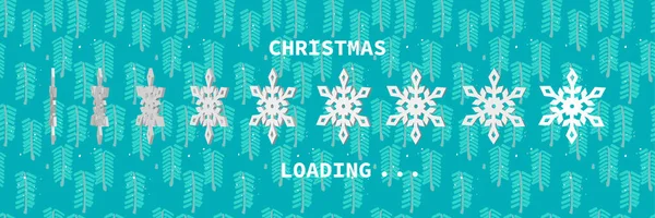Julen Laddad Snöflingor Utspelar Sig Mot Bakgrund Målade Julgranar — Stock vektor