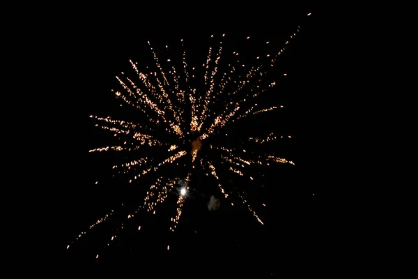 Vuurwerk Aan Nachtelijke Hemel Selectieve Focus — Stockfoto