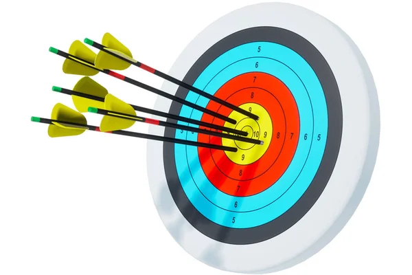 Archery Target All Arrows Right Target Render Isolate — Stockfoto