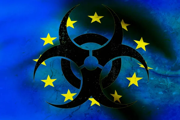 Biohazard Symbol Background Flag European Union Model Render — Stock Photo, Image