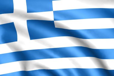 Yunanistan bayrağı. Katlanmış arka plan. 3 Boyutlu Hazırlama.