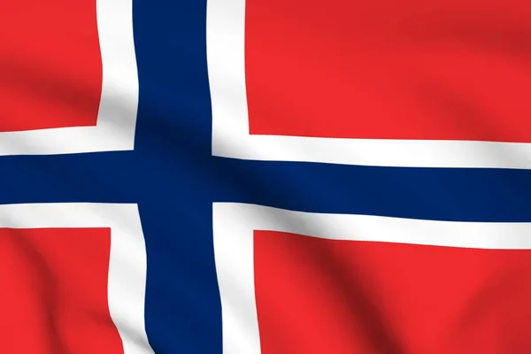 Flaga Norwegii Tło Fałdami Renderowanie — Zdjęcie stockowe