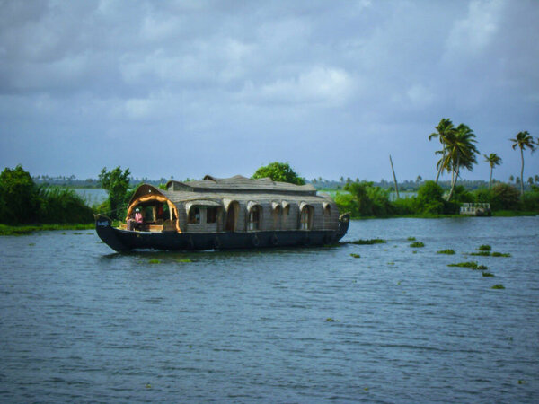 Backwaters of Alleppey in Kerala where Houseboat is very famous