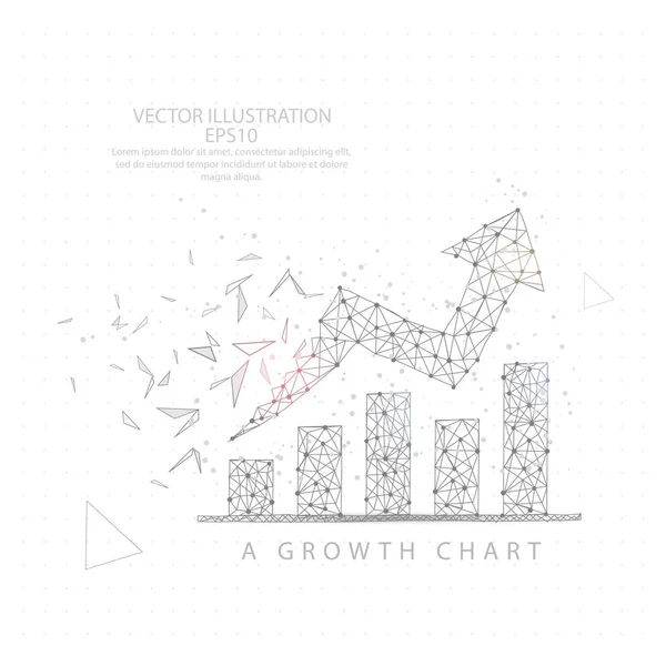 Gráfico de flecha hacia arriba marco de alambre bajo poli . — Archivo Imágenes Vectoriales