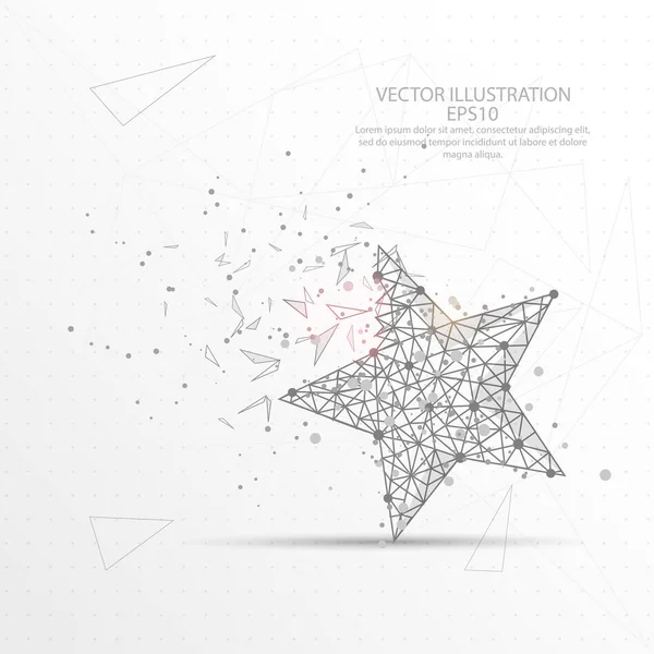 Stern digital gezeichnet Low-Poly-Dreieck Drahtgestell. — Stockvektor