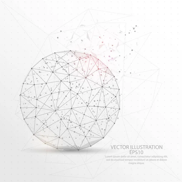 Ronde bol bal shape digitaal getekend laag poly draadframe. — Stockvector