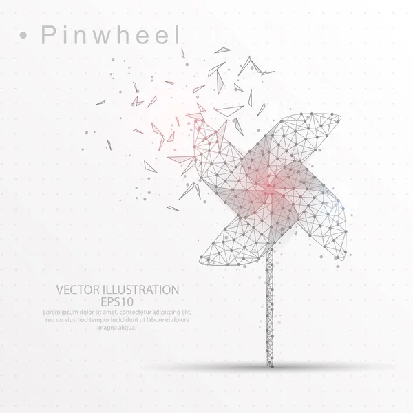 Pinwheel σχεδιαστεί ψηφιακά χαμηλή poly πλαίσιο καλωδίων τρίγωνο. — Διανυσματικό Αρχείο