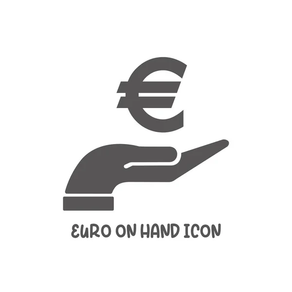 Euro på hand ikon enkel platt stil vektor illustration. — Stock vektor