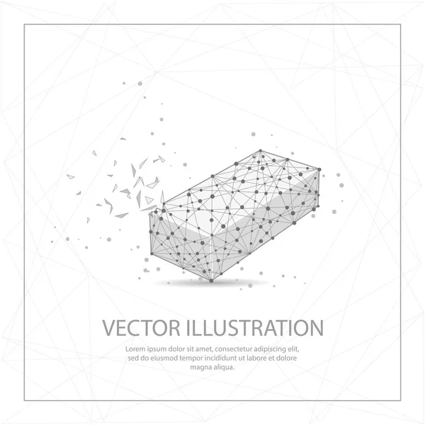 Hosszú Doboz Digitálisan Rajzolt Formájában Tört Egy Alkatrész Háromszög Alakú — Stock Vector
