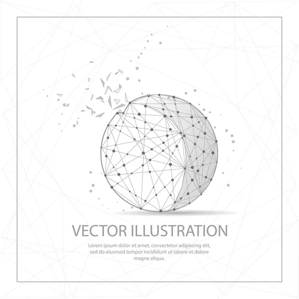 Forma Sfera Disegnata Digitalmente Sotto Forma Una Forma Triangolo Spezzata — Vettoriale Stock