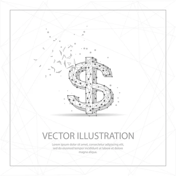 Symbol Dollar Currency Digitally Drawn Form Broken Part Triangle Shape — Stock Vector