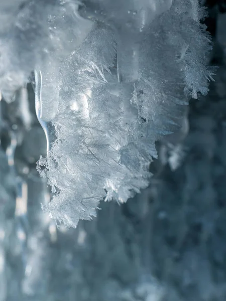 Bellissimi Cristalli Ghiaccio Scintillanti Sulla Ghiacciaia Lago Baikal Russia — Foto Stock