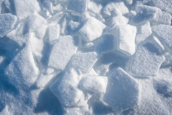 Ghiaccio Primo Piano Coperto Neve Bianca Acqua Nel Lago Divenne — Foto Stock