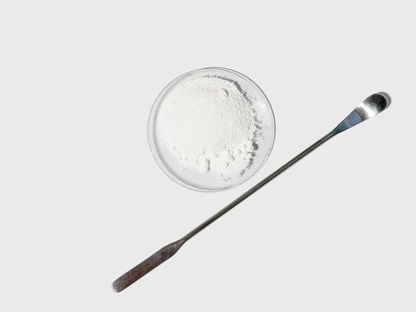 Polyacrylic Acid Powder Chemical Watch Glass Placed Next Stirring Rod — Stock Photo, Image