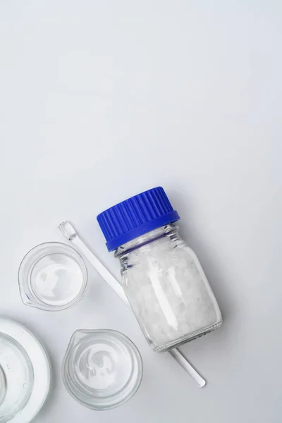 Cera Microcristalina Recipiente Vidro Ingrediente Químico Para Cosméticos Produtos Higiene — Fotografia de Stock