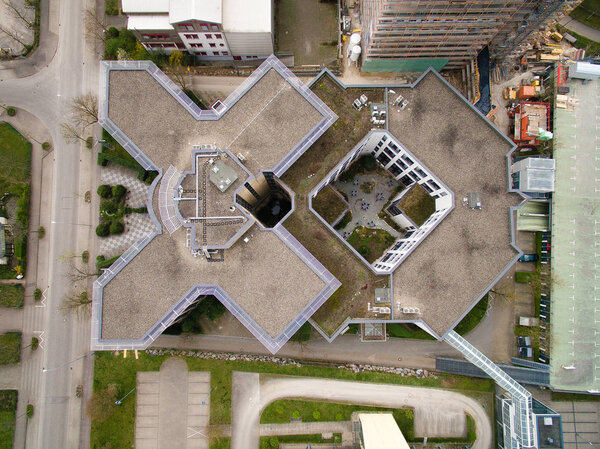 Top view of buildings in urban city, Germany