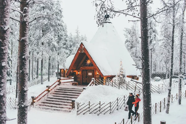Ranua Laponia Finlandia Enero 2018 Pequeña Casa Cómoda Madera Parque — Foto de Stock