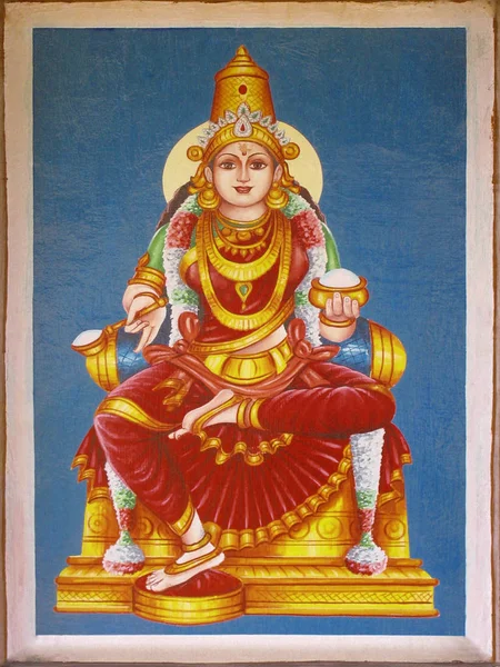 Dipinto Della Dea Annapurna Tempio Bhagavathy Amman Nemmara Palakkad Kerala — Foto Stock