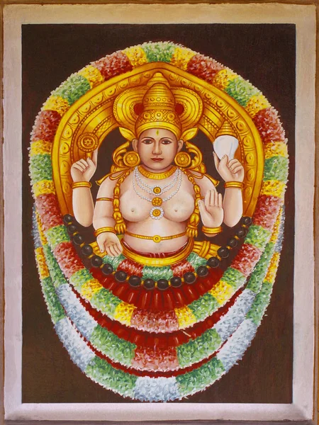 Dipinto Della Dea Durga Tempio Bhagavathy Amman Nemmara Palakkad Kerala — Foto Stock