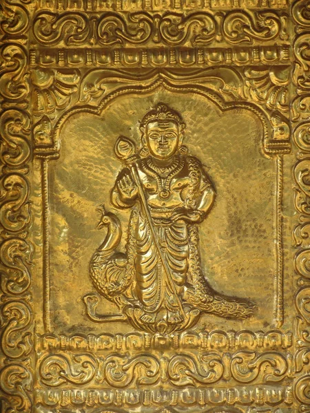 装饰的门 Bhagavathy 安曼寺庙 Nemmara 伯拉卡德 喀拉拉邦 — 图库照片